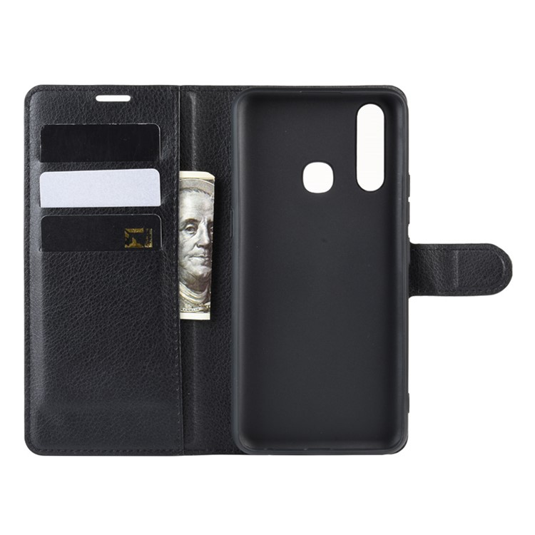 Litchi Skin Leather Wallet Stand Casing Shell for vivo Z1 Pro / Z5x - Black-5