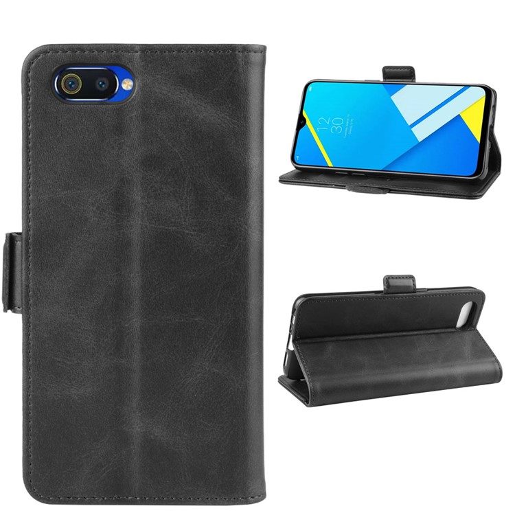 For Oppo A1k / Realme C2/C2s Leather Cell Phone Casing - Black-2