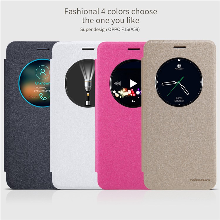 NILLKIN Sparkle Series Smart View Window Leather Case for Oppo F1S / A59 - White-7