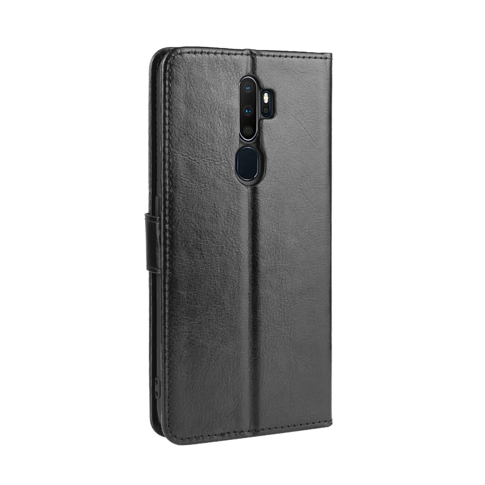 Cavalo Textura Compartimento Do Telefone, Carteira De Couro Louco Para OPPO A9 2020 / A5 2020 / A11 / A11X - Preto-6