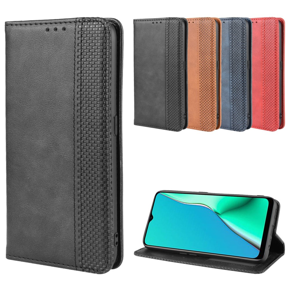 Estilo Retro Couro PU Stand Case Carteira Para OPPO A9 2020 / A5 2020 / A11 / A11X - Preto-13