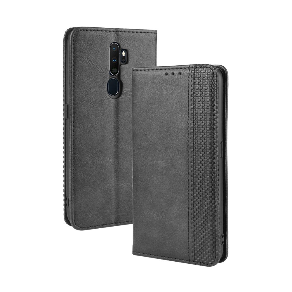 Estilo Retro Couro PU Stand Case Carteira Para OPPO A9 2020 / A5 2020 / A11 / A11X - Preto-7