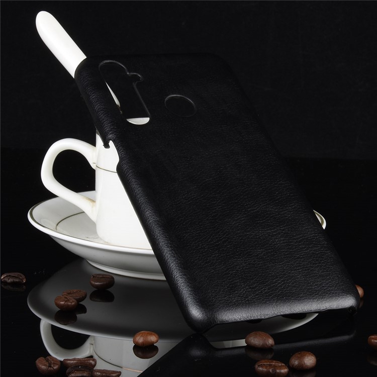 Litchi Texture PU Leather Coated PC Phone Case for OPPO Realme 5 - Black-5