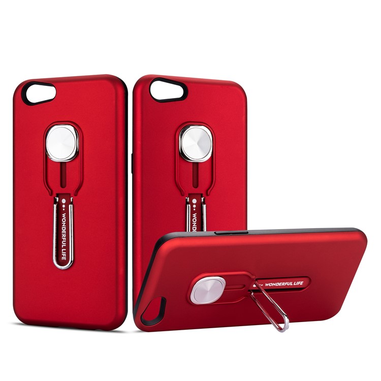 Magnetic Finger Ring Kickstand Phone Shell for Oppo A39 / Oppo A57 - Red-1