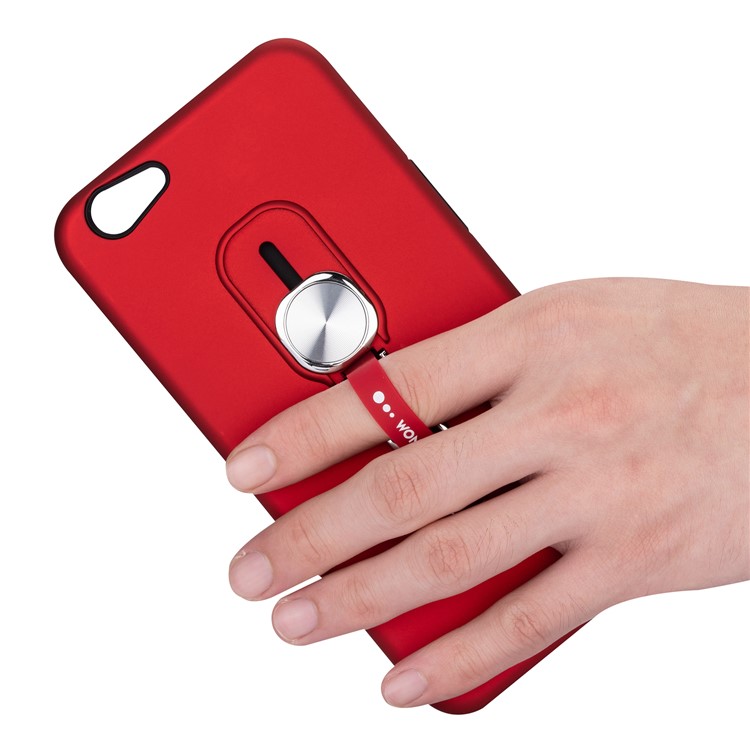 Magnetic Finger Ring Kickstand Phone Shell for Oppo A39 / Oppo A57 - Red-5