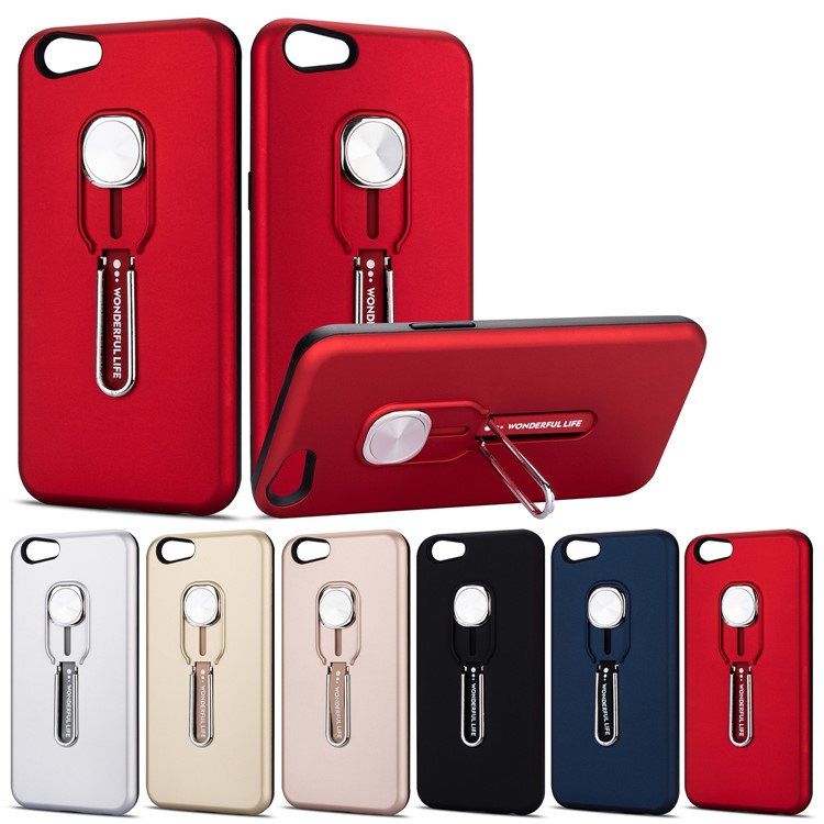 Magnetic Finger Ring Kickstand Phone Shell for Oppo A39 / Oppo A57 - Red-6