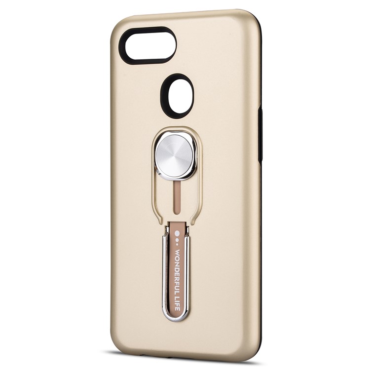 Magnetic Finger Ring Kickstand Phone Cover for Oppo A7/A5s/AX5s - Gold-2