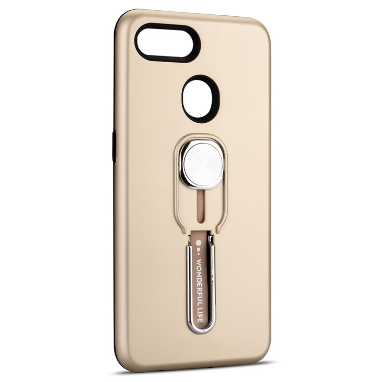 Magnetic Finger Ring Kickstand Phone Cover for Oppo A7/A5s/AX5s - Gold-3