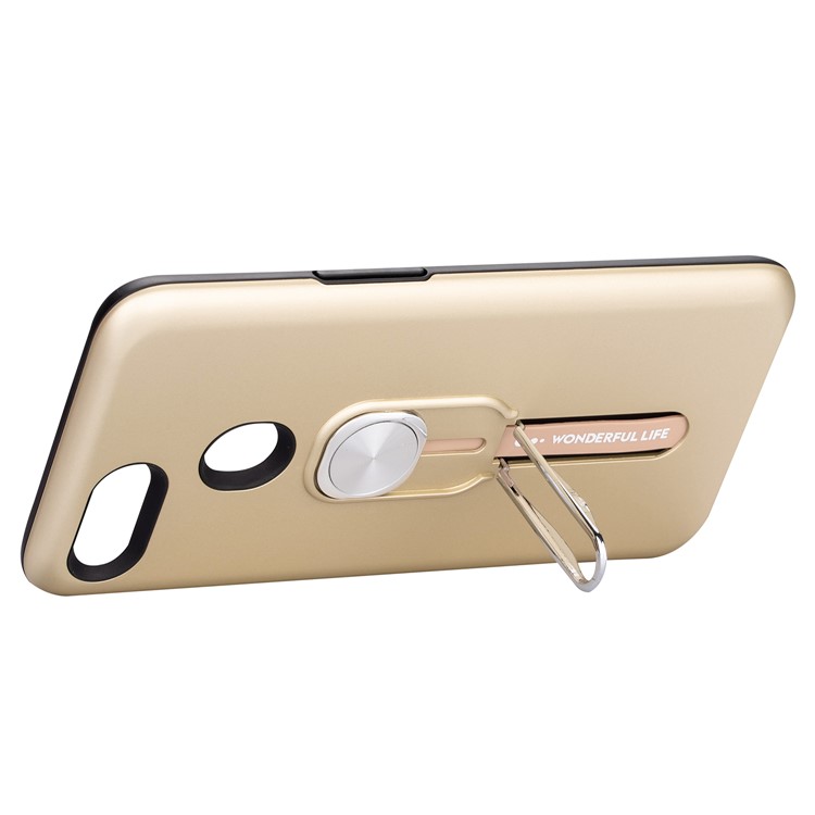 Magnetic Finger Ring Kickstand Phone Cover for Oppo A7/A5s/AX5s - Gold-4