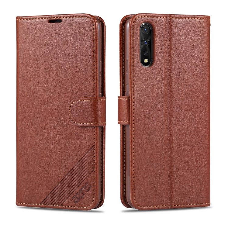 AZNS PU Leather Wallet Stand Cell Phone Shell for vivo iQOO Neo - Brown-1