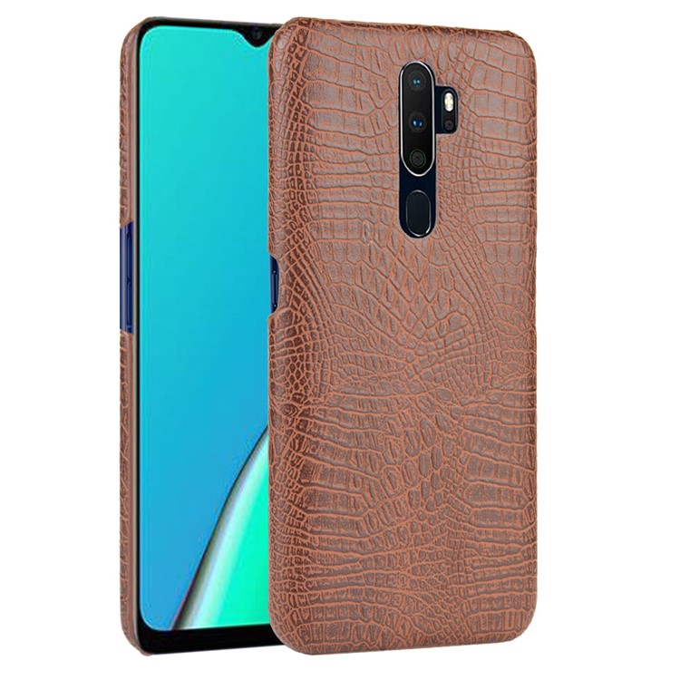 Crocodile Skin PU Leather Coated Hard PC Case for OPPO A9 (2020) / A11x / A5 (2020) - Brown-2