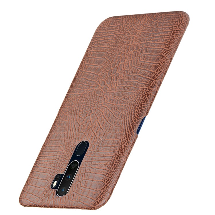 Crocodile Skin PU Leather Coated Hard PC Case for OPPO A9 (2020) / A11x / A5 (2020) - Brown-3