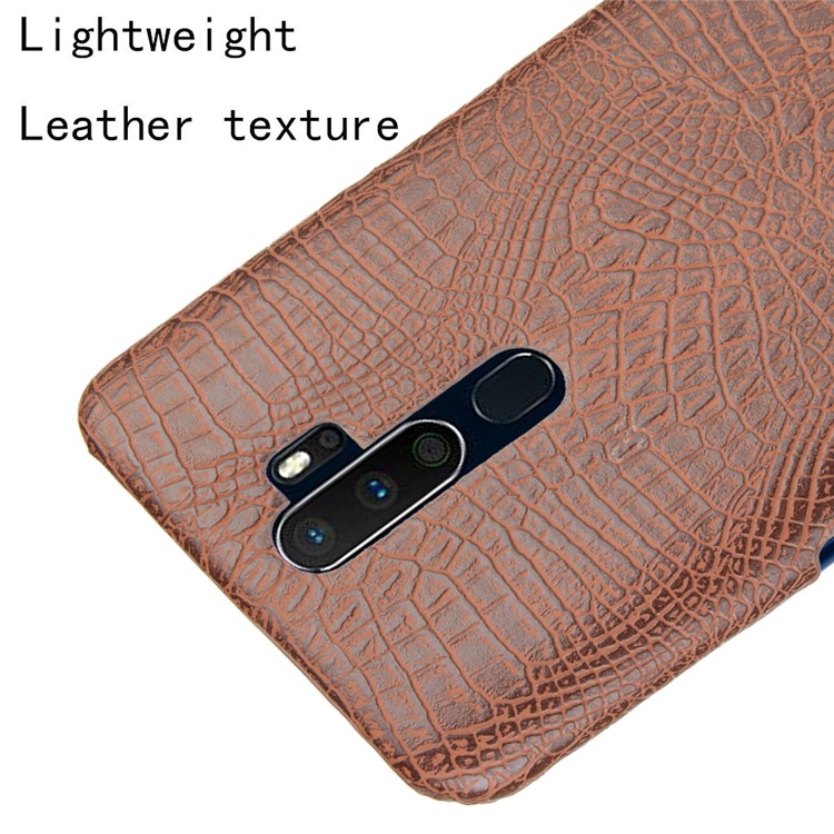 Crocodile Skin PU Leather Coated Hard PC Case for OPPO A9 (2020) / A11x / A5 (2020) - Brown-4