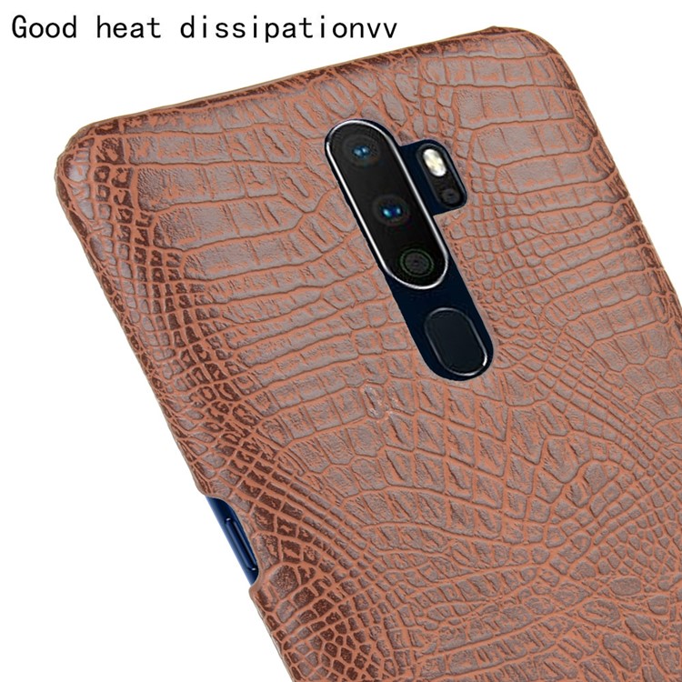 Crocodile Skin PU Leather Coated Hard PC Case for OPPO A9 (2020) / A11x / A5 (2020) - Brown-5