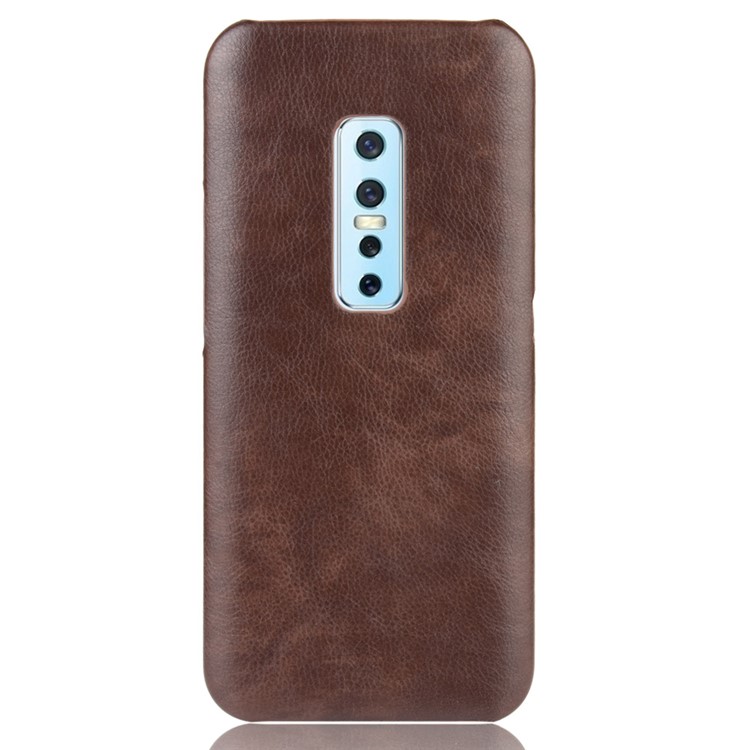 Litchi Texture PU Leather Back Phone Case for vivo V17 Pro - Brown-2