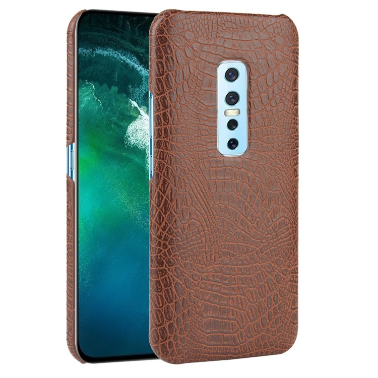 Crocodile Skin PU Leather Coated Hard PC Case for vivo V17 Pro - Brown-2