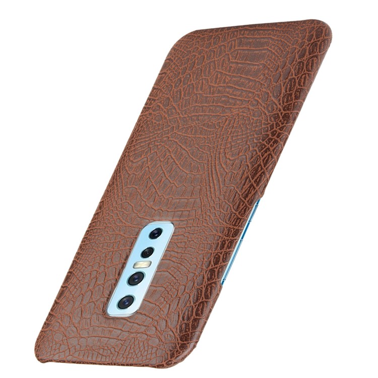 Crocodile Skin PU Leather Coated Hard PC Case for vivo V17 Pro - Brown-3