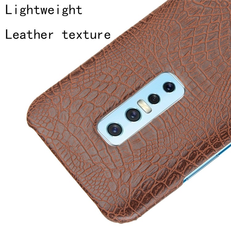 Crocodile Skin PU Leather Coated Hard PC Case for vivo V17 Pro - Brown-4