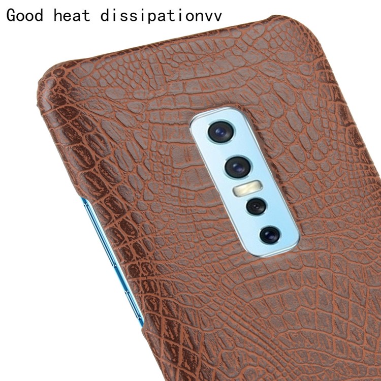 Crocodile Skin PU Leather Coated Hard PC Case for vivo V17 Pro - Brown-5