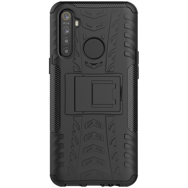 Anti-slip PC + TPU Hybrid Case with Kickstand Phone Shell for OPPO Realme 5 - Black-2