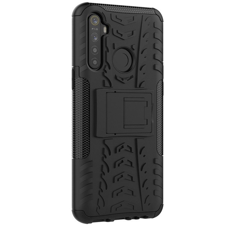 Anti-slip PC + TPU Hybrid Case with Kickstand Phone Shell for OPPO Realme 5 - Black-3