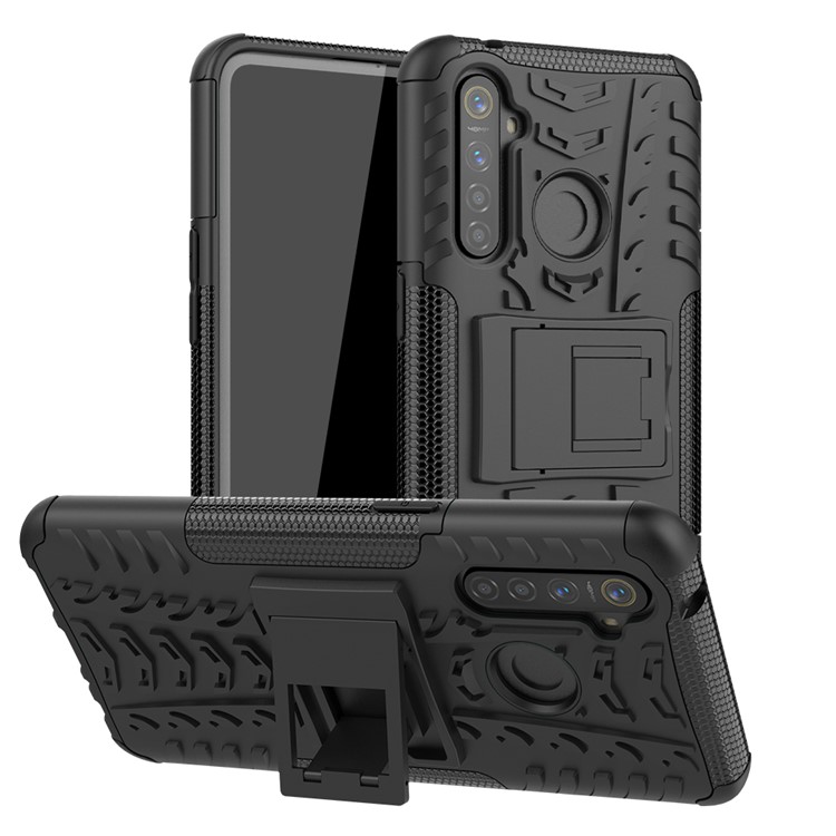 Anti-slip PC + TPU Hybrid Case with Kickstand for OPPO Realme 5 Pro - Black-1