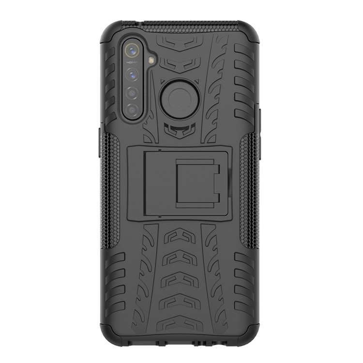 Anti-slip PC + TPU Hybrid Case with Kickstand for OPPO Realme 5 Pro - Black-10