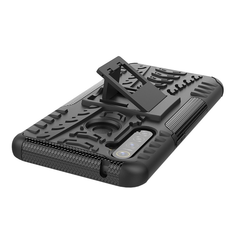 Anti-slip PC + TPU Hybrid Case with Kickstand for OPPO Realme 5 Pro - Black-14