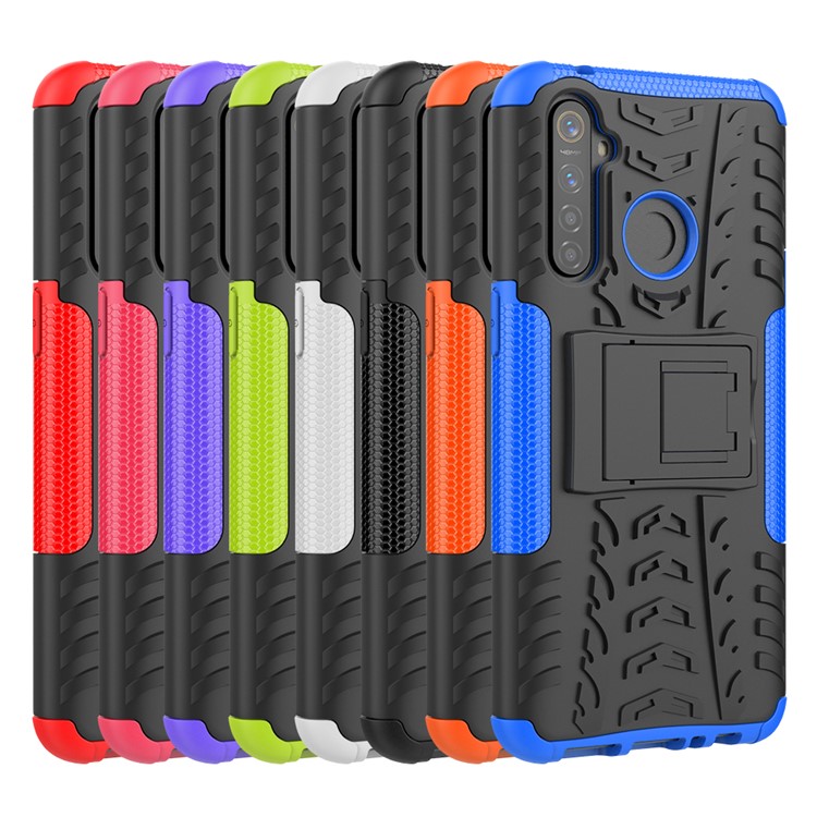 Anti-slip PC + TPU Hybrid Case with Kickstand for OPPO Realme 5 Pro - Black-15