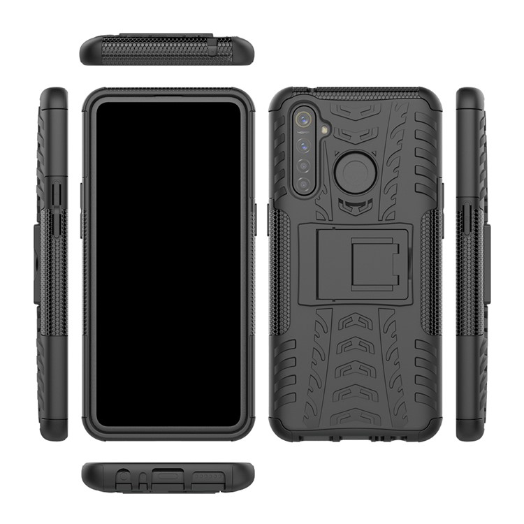 Anti-slip PC + TPU Hybrid Case with Kickstand for OPPO Realme 5 Pro - Black-4