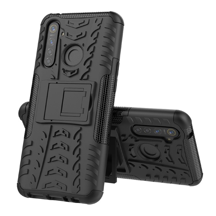 Anti-slip PC + TPU Hybrid Case with Kickstand for OPPO Realme 5 Pro - Black-9