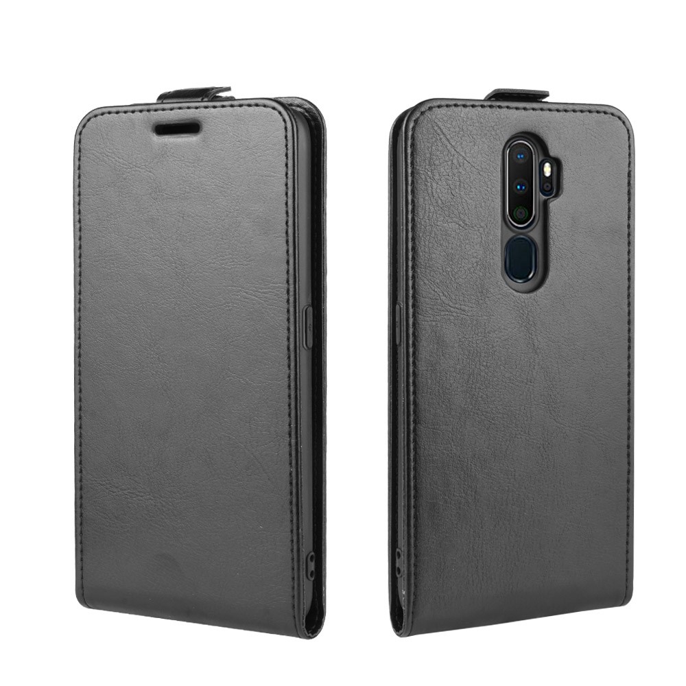 Crazy Horse Skin Vertical Flip Leather Phone Shell for OPPO A9 (2020)/A5 (2020) - Black-2