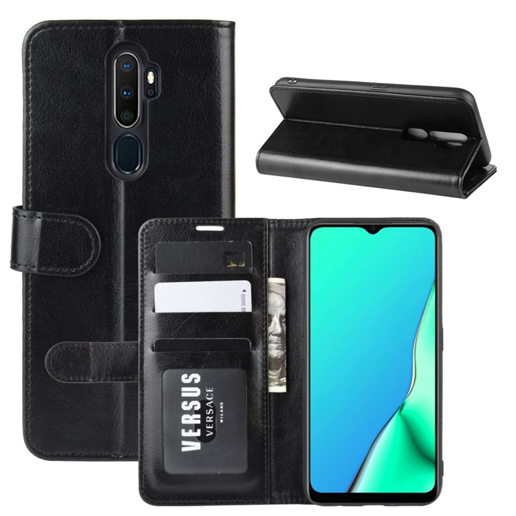 Crazy Horse Texture Wallet Leather Phone Case for OPPO A9 (2020)/A5 (2020) - Black-2