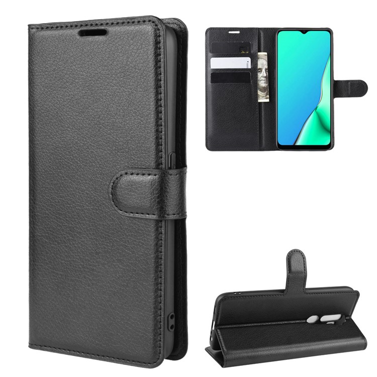 Litchi Grain Wallet Flip Leather Case for OPPO A9 (2020)/OPPO A5 (2020) - Black-2