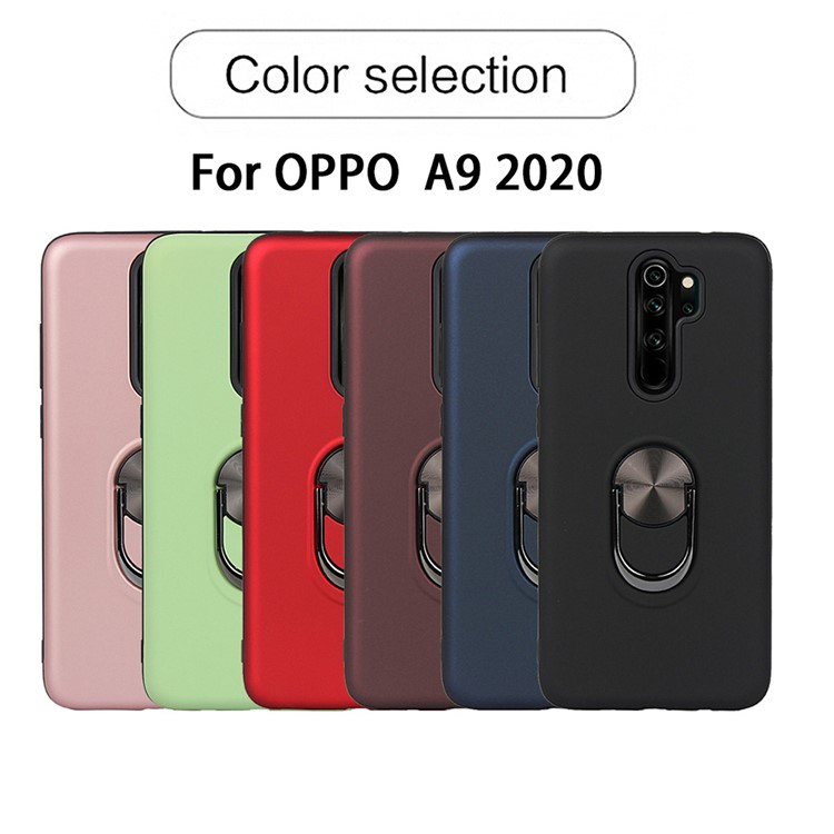 Detachable PC + TPU Combo Case with Finger Ring Kickstand for OPPO A9 (2020) / A11x - Black-11