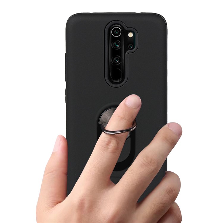 Detachable PC + TPU Combo Case with Finger Ring Kickstand for OPPO A9 (2020) / A11x - Black-5