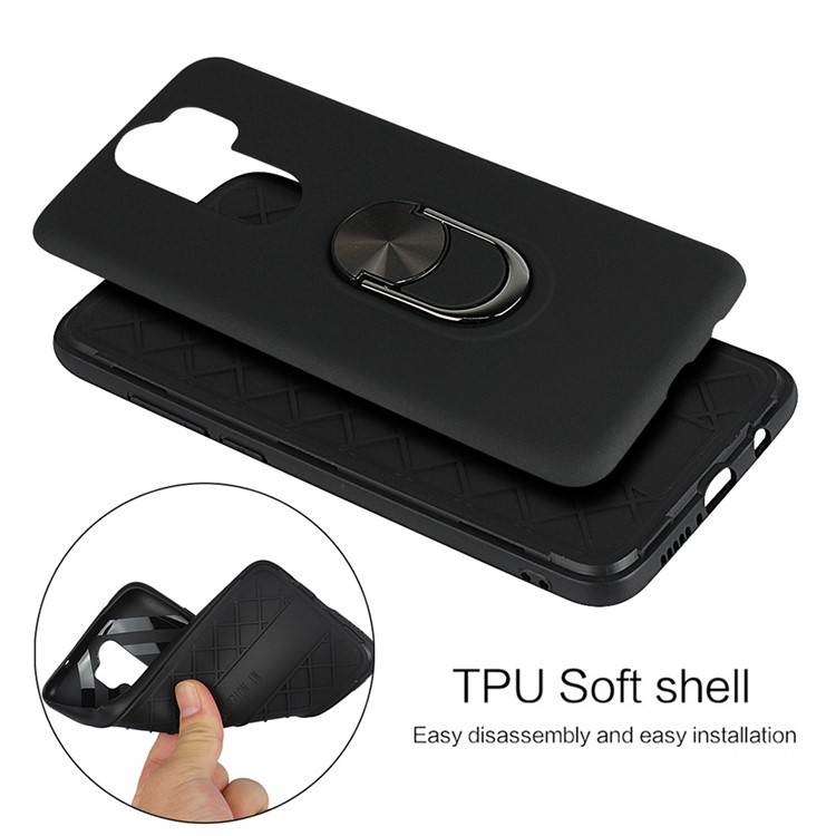 Detachable PC + TPU Combo Case with Finger Ring Kickstand for OPPO A9 (2020) / A11x - Black-8