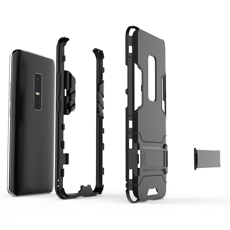 2-in-1 PC + TPU Phone Casing with Kickstand for vivo V17 Pro - Black-2