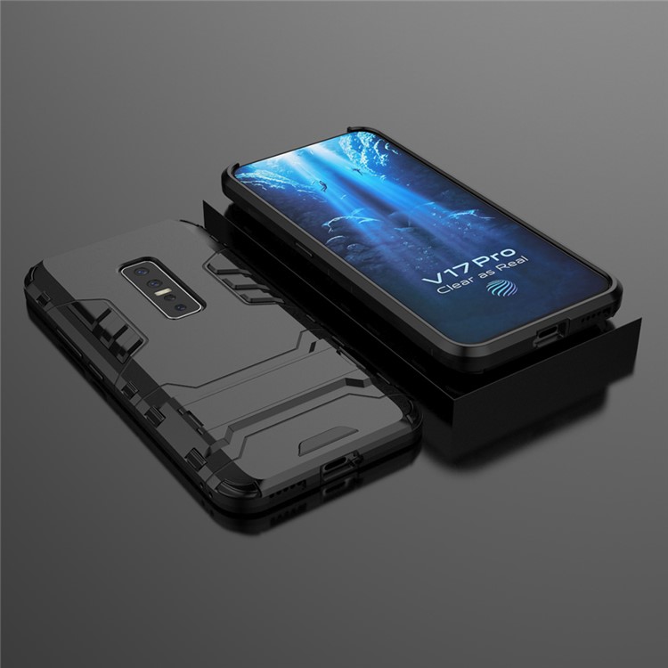 2-in-1 PC + TPU Phone Casing with Kickstand for vivo V17 Pro - Black-9