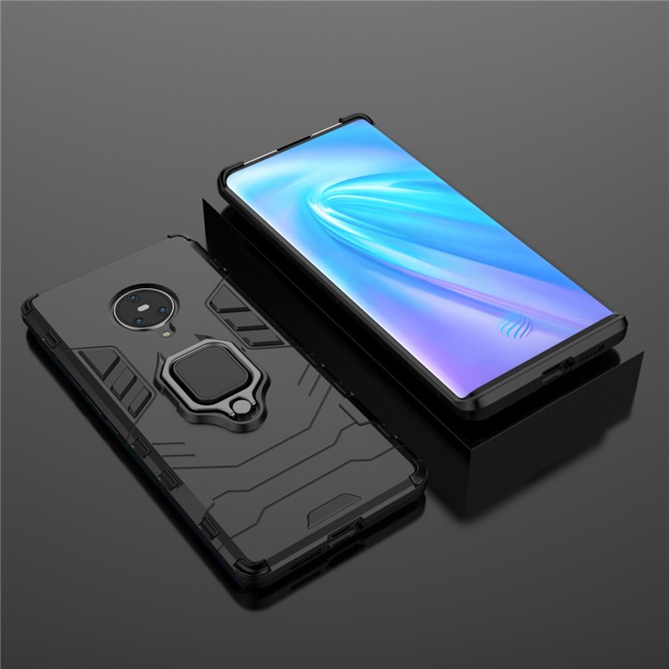 Cool Guard Ring Holder Kickstand PC TPU Hybrid Case for vivo NEX 3 - Black-9