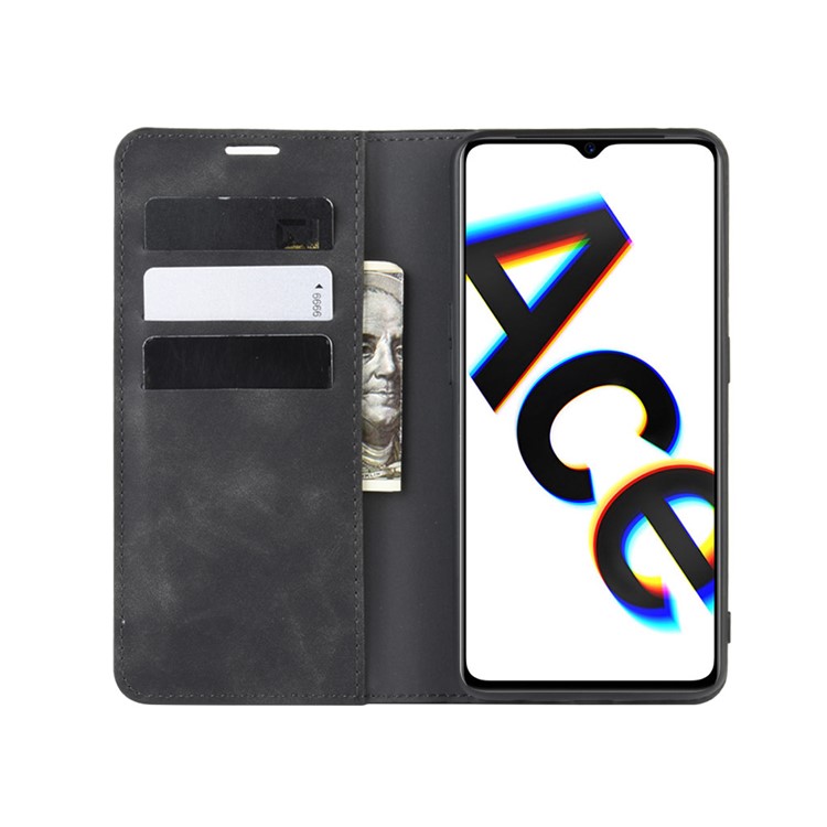 Silky Touch Leather Shell Case for OPPO Reno Ace/Realme X2 Pro - Black-4