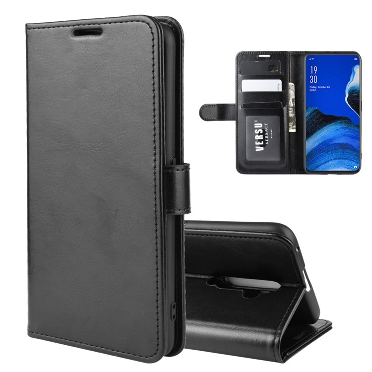 Crazy Horse Texture Wallet Leather Phone Case for OPPO Reno2 F / OPPO Reno2 Z - Black-2