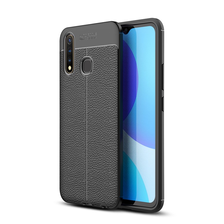 Litchi Grain Skin Soft TPU Cell Phone Casing for vivo U3 - Black-1