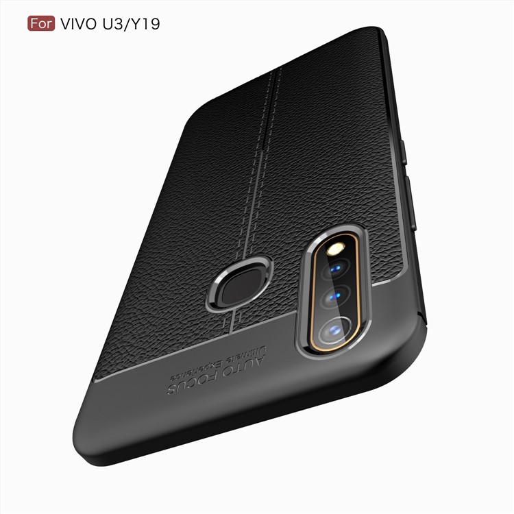 Litchi Grain Skin Soft TPU Cell Phone Casing for vivo U3 - Black-10