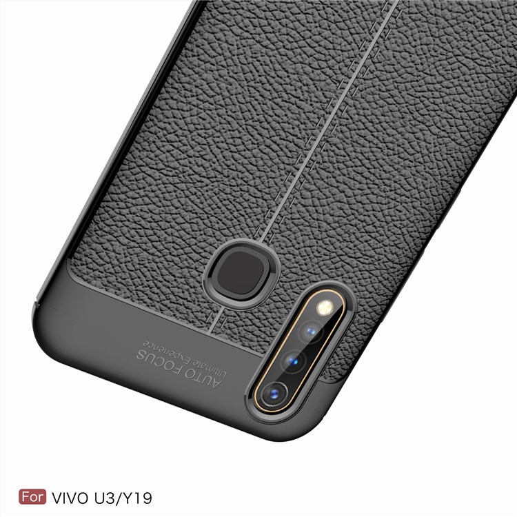 Litchi Grain Skin Soft TPU Cell Phone Casing for vivo U3 - Black-11