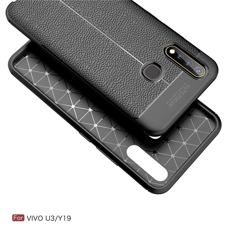 Litchi Grain Skin Soft TPU Cell Phone Casing for vivo U3 - Black-2