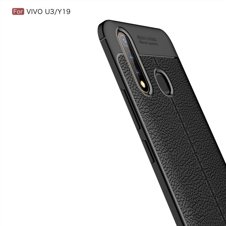 Litchi Grain Skin Soft TPU Cell Phone Casing for vivo U3 - Black-3