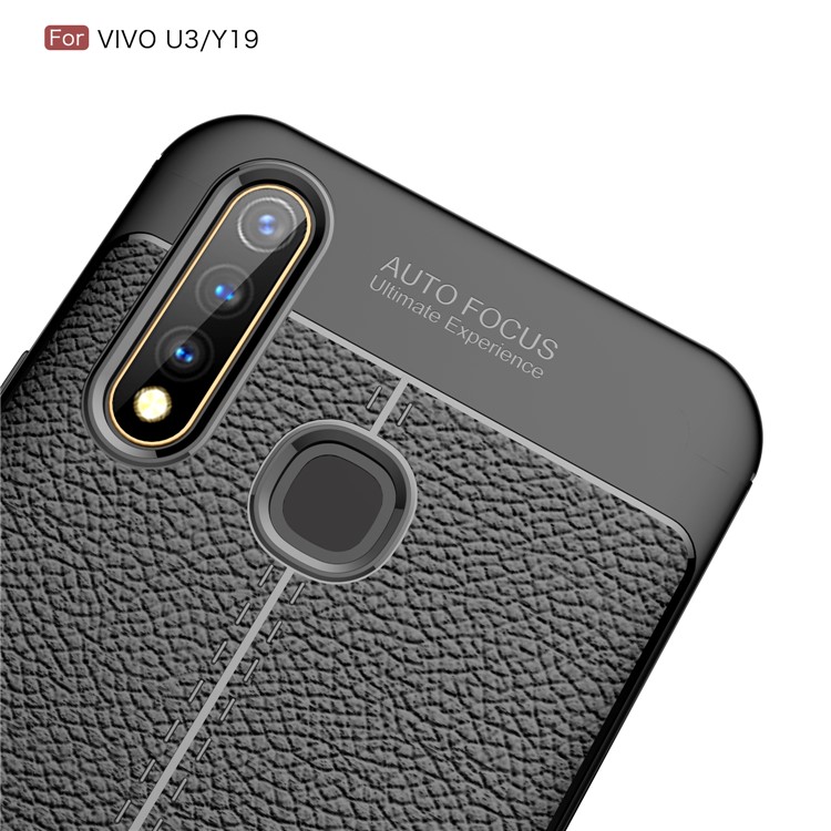 Litchi Grain Skin Soft TPU Cell Phone Casing for vivo U3 - Black-5