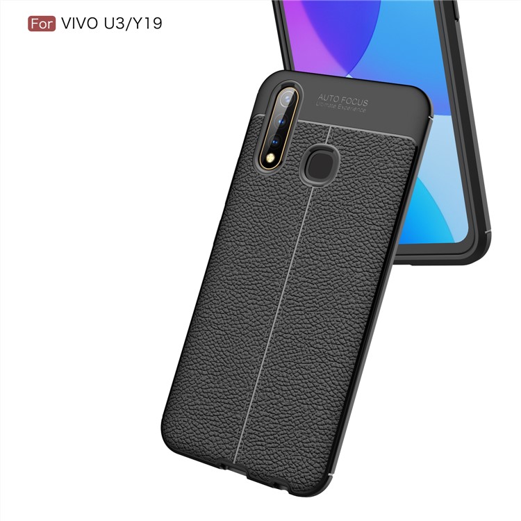 Litchi Grain Skin Soft TPU Cell Phone Casing for vivo U3 - Black-6