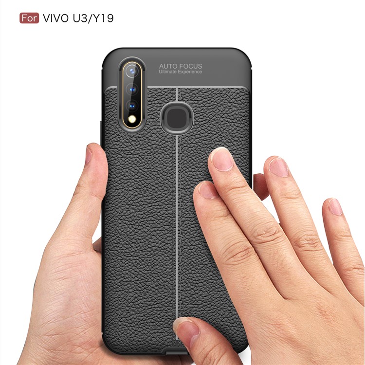 Litchi Grain Skin Soft TPU Cell Phone Casing for vivo U3 - Black-7